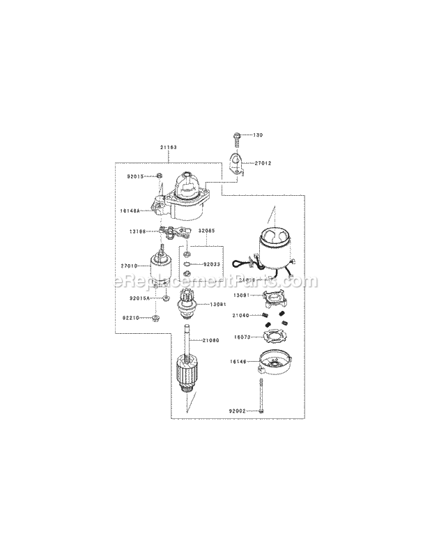Kawasaki Fx850-S11 Starter Diagram and Parts List for S6031-KW 53DI8DU6050 Cub Cadet Sprayer